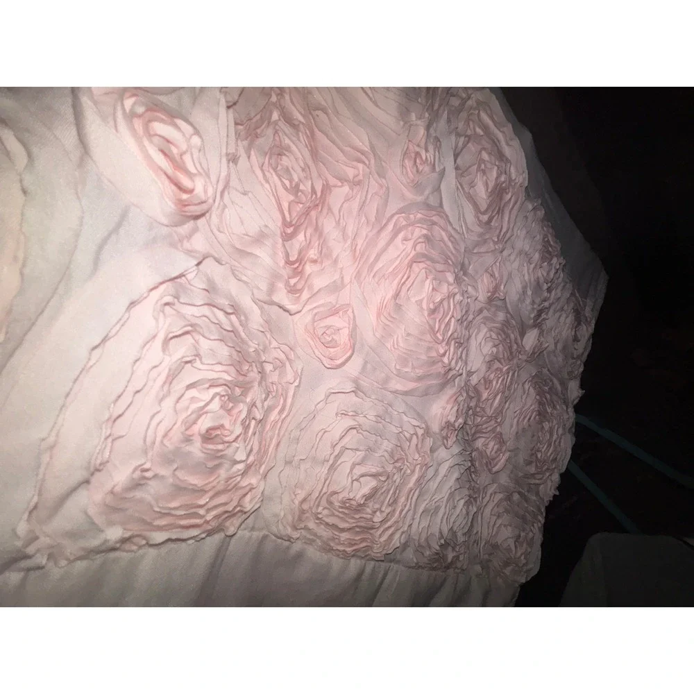 Riverdale Shower Curtain Blush Pink 3D Rosette Floral Romantic Shabby Chic
